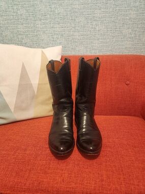 Tony Lama Black Leather Western Cowboy Boots M 9.5EE or Women's 11-12W.